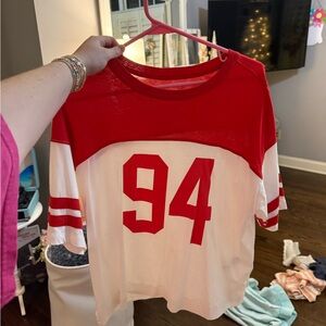 Old Navy Red and White Short Sleeve Tee